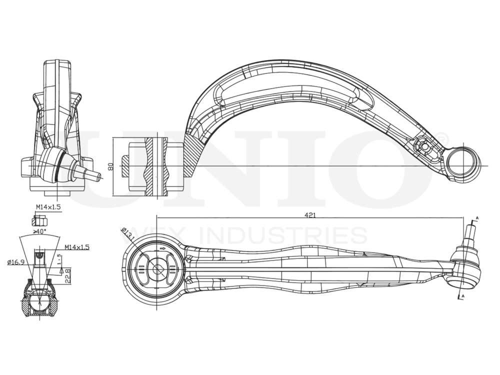 Рычаг подвески поперечный передний нижний правый UNIO SSP-40127