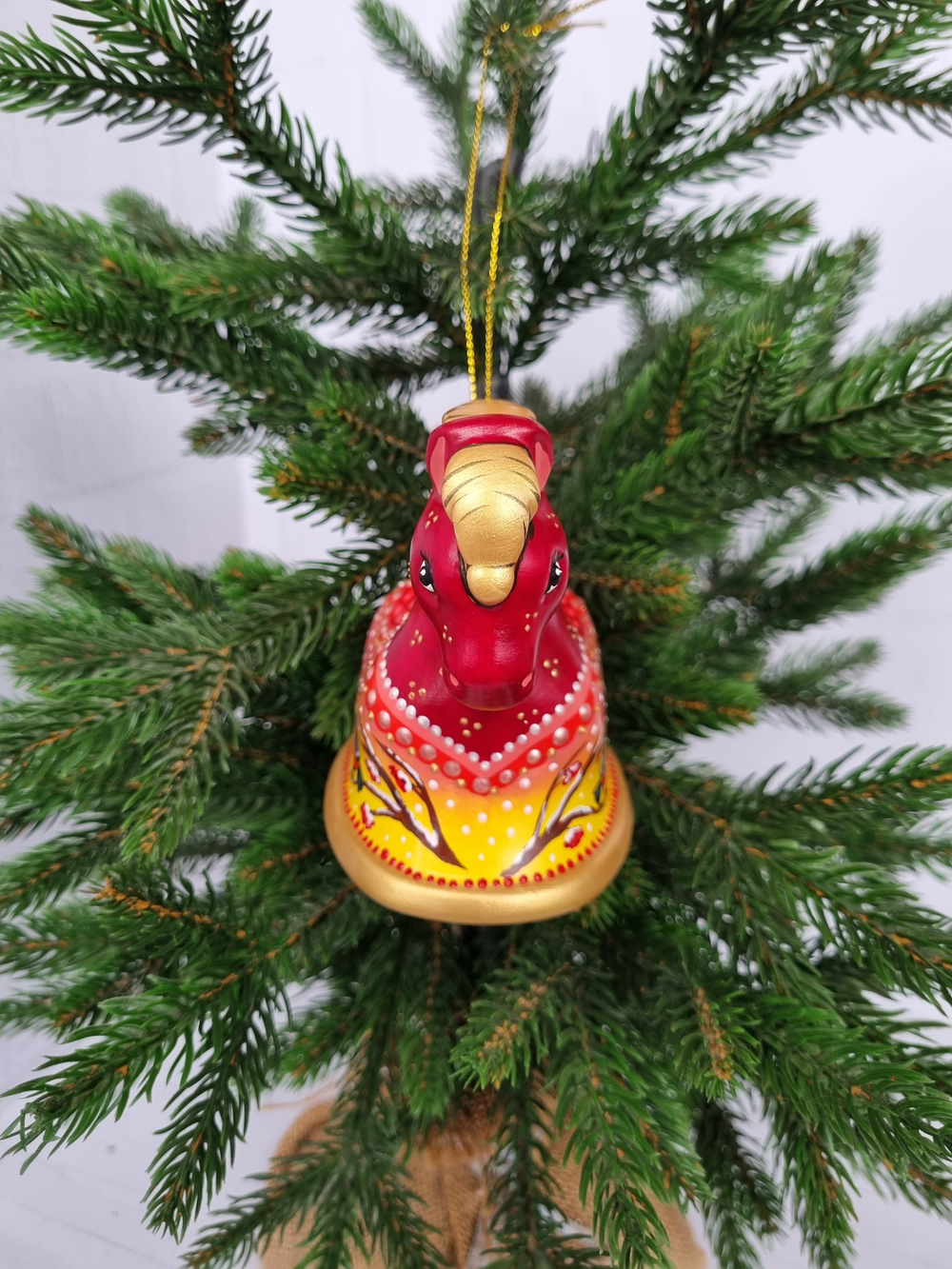 Лошадка- колокол ёлочная игрушка из фарфора