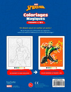 Hachette  раскраска по номерам  SPIDER-MAN - Coloriages magiques - Trompe-l'oeil (7+) - Héros contre Vilains - MARVEL