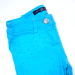 Брюки джинсовые BLUMARINE JEANS Бирюзовый/Бирюзовые стразы Девочка