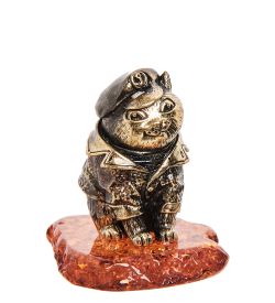 Народные промыслы AM-2045 Фигурка «Кот-капитан» (латунь, янтарь)