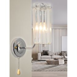 Бра светильник Rivoli Ifa 1063-401 настенный 1хЕ14 40 Вт хрусталь с выключателем | Хрусталь