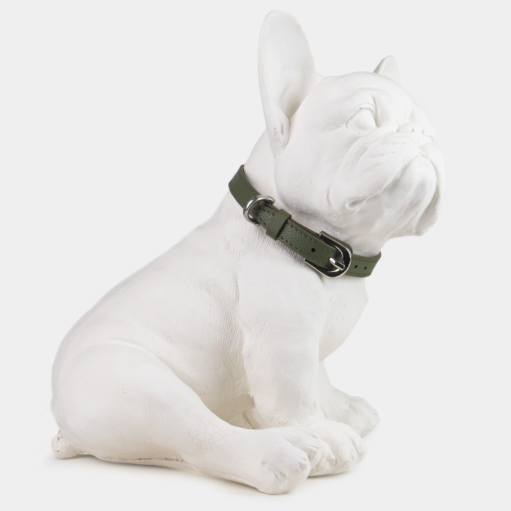 Ошейник Jumbo 13 мм из кожи сафьяно, цвета хаки