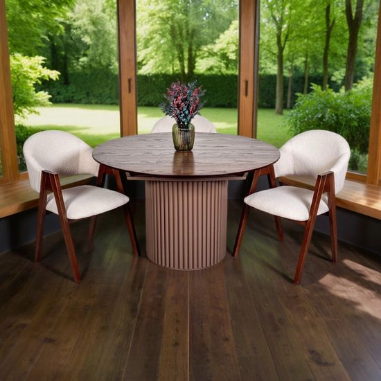 Комплект Стол Valencia (120) + 4 стула Снуг / букле /старинный орех