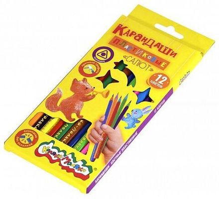 Карандаши пластиковые цветные трёхгранные 12цв. Каляка-Маляка Салют