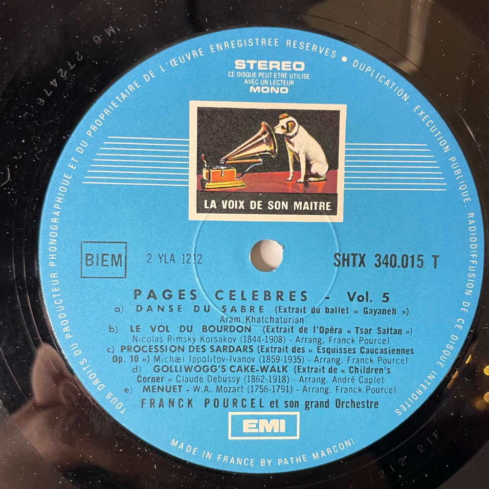 Винтажная виниловая пластинка LP Франк Пурсель Franck Pourcel Et Son Grand Orchestre Pages Celebres Vol.5 (Франция 1963)