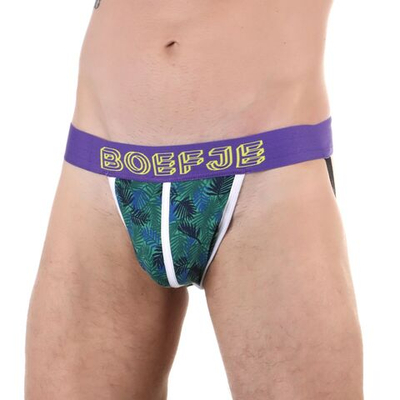 Изумрудные мужские трусы-джоки с растительным принтом (Размер: S) (Цвет: изумрудный)