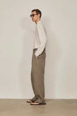 Massimo Dutti Льняные брюки с двойными вытачками - Limited Edition, хаки