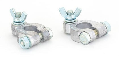 Клеммы аккумулятора /европейский стандарт/ свинцовые с  барашком  12V М8 (усиленные) (КОНТАКТ)