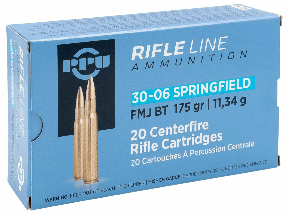 Патрон .30-06 PPU FMJ 11,34 г, коробка 20 шт.
