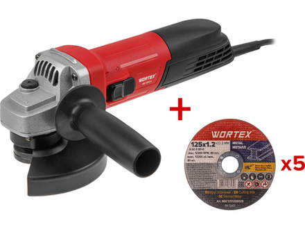 Одноручная углошлифмашина WORTEX AG 1213-4 в кор. 1200 Вт, 125 мм, 5200-11000 об/мин
