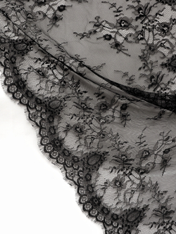 Кружево шантильи черное неэластичное ширина 70 см купон 2.9 м