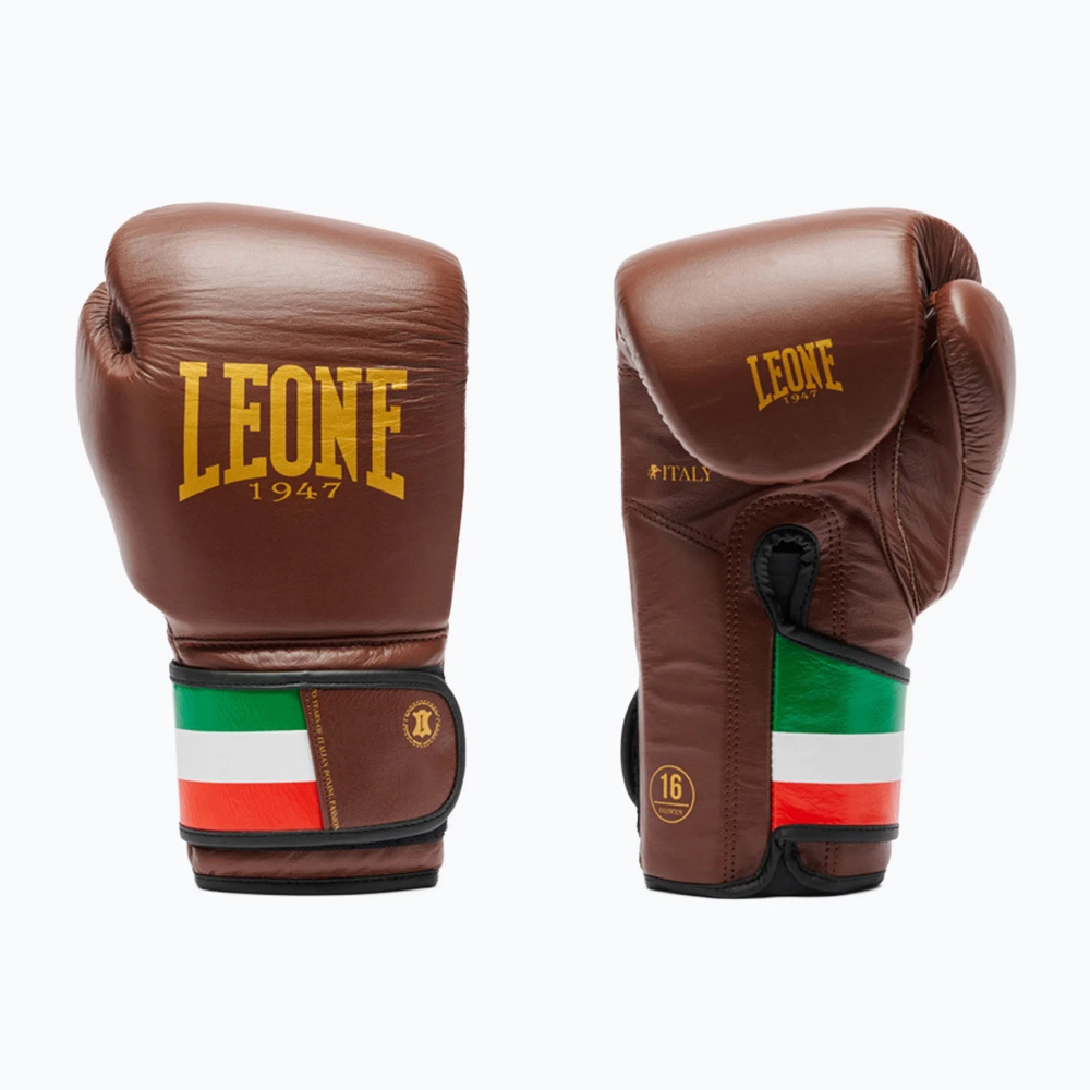 Боксёрские перчатки LEONE 1947 Italy '47 black/white/brown