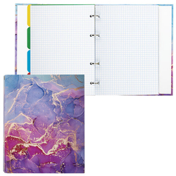 Тетрадь на кольцах А5 175х215мм, 120л, твердый картон, с разделителями, BRAUBERG, Marble, 404086