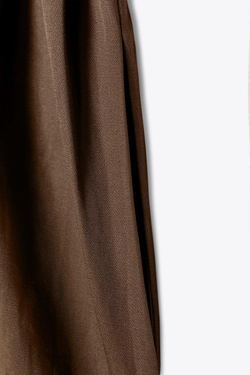 ZARA ПЛАТЬЕ МИДИ СО СБОРКАМИ — ZW COLLECTION, КОРИЧНЕВЫЙ