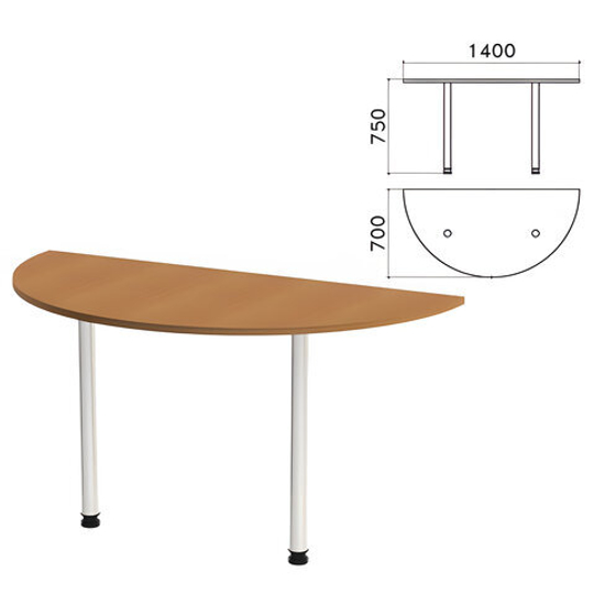 Стол приставной полукруг "Монолит", 1400х700х750, цвет орех гварнери (КОМПЛЕКТ)