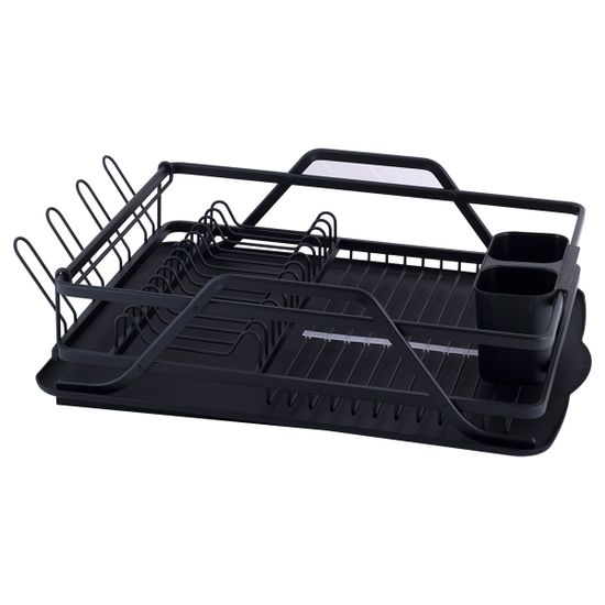 Сушилка для посуды из алюминия с поддоном (черная) Kamille KM-0751