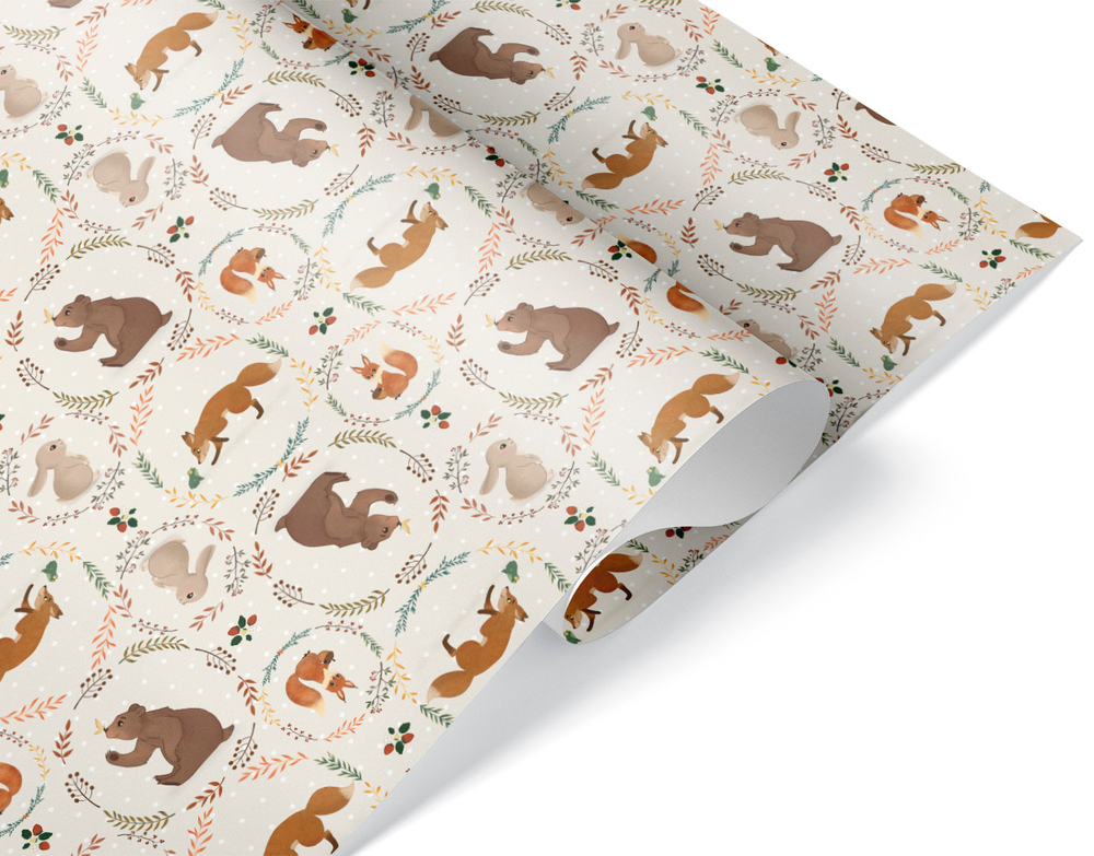 Упаковочная бумага 70гр (0,7*1 м) Лесные животные