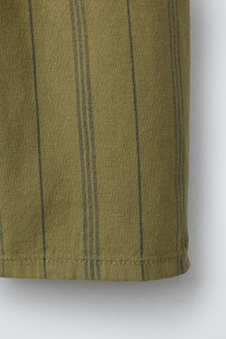 ZARA БРЮКИ В ПОЛОСКУ ИЗ ХЛОПКА И ЛЬНА, ХАКИ