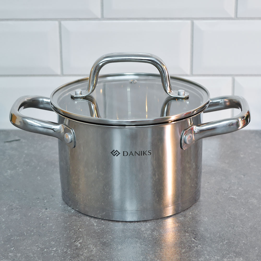 Набор кастрюль 3 предмета (2,1л, 2,9л, 3,9л) нерж, индукция, "Daniks" Рейн GS-01229-6PC