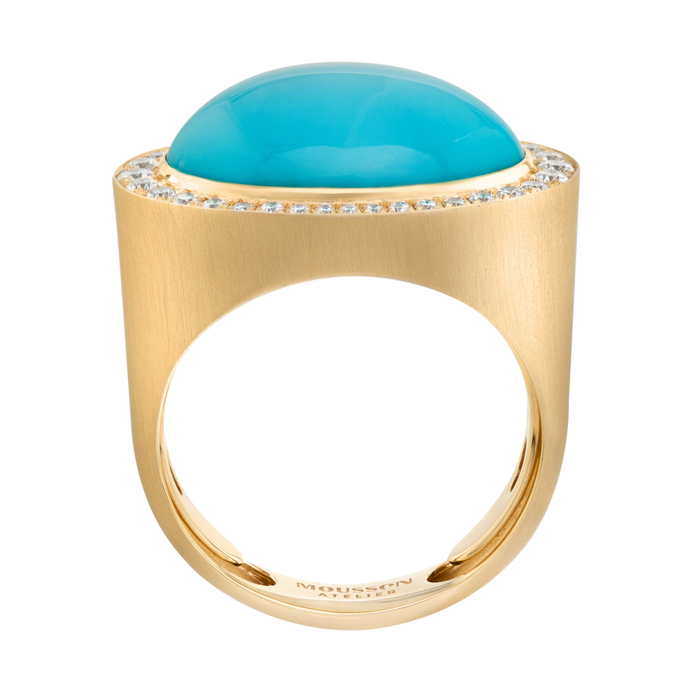 Кольцо с Бирюзой и Бриллиантами, R0077-4/1