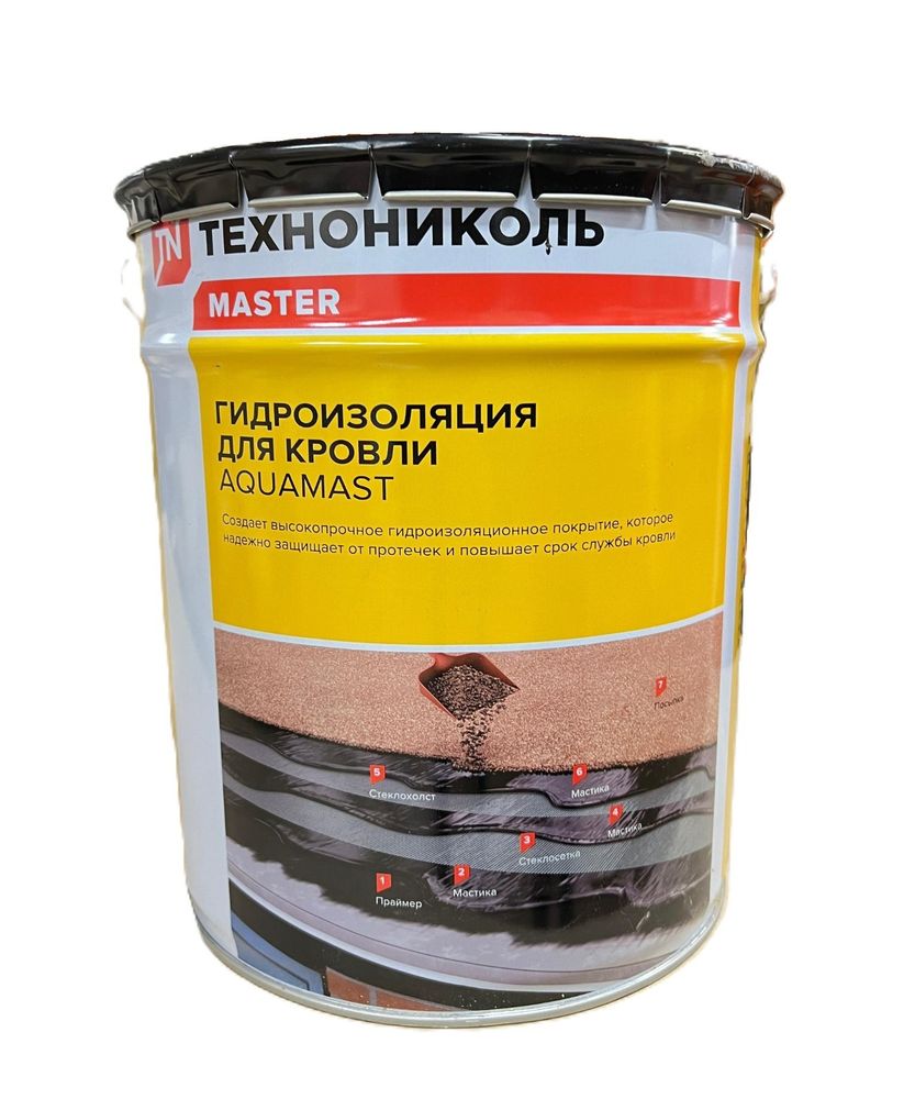МАСТИКА БИТУМНО РЕЗИНОВАЯ АКВАМАСТ ВЕДРО 18КГ
