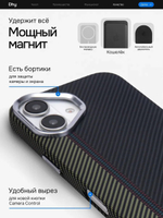 Карбоновый чехол на iPhone 16 Plus J218