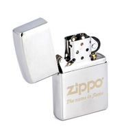 Зажигалка серебристая матовая Zippo Name in flame с покрытием Brushed Chrome