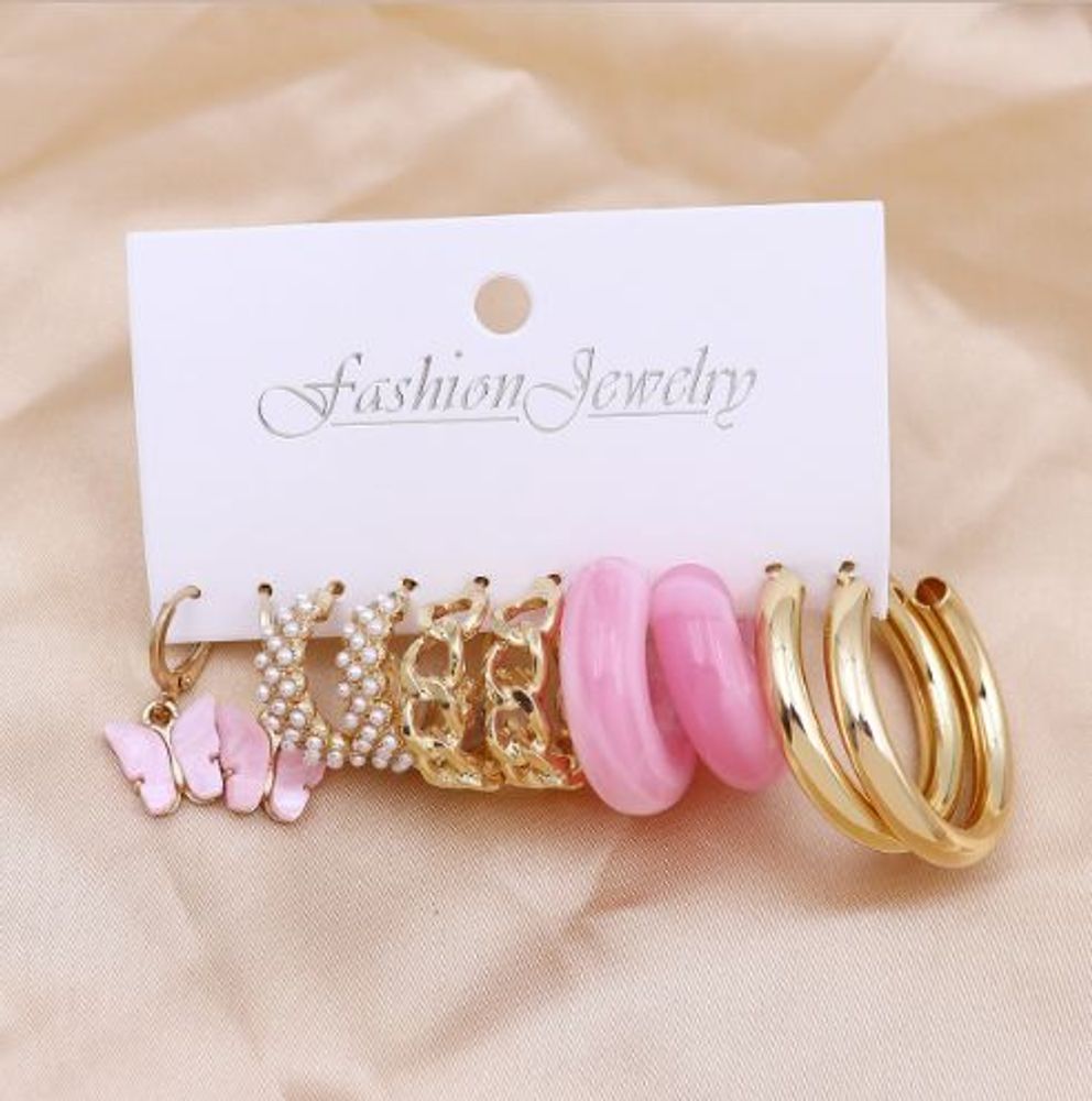 Набор сережек "Pink accent"