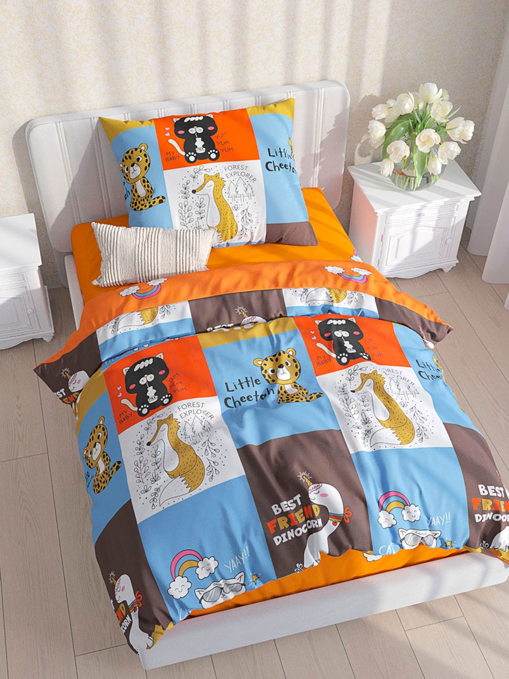 Пододеяльник поплин Котики Котики "Nice/Nice (компаньон)" 1,5-спальный на молнии 145x215 см