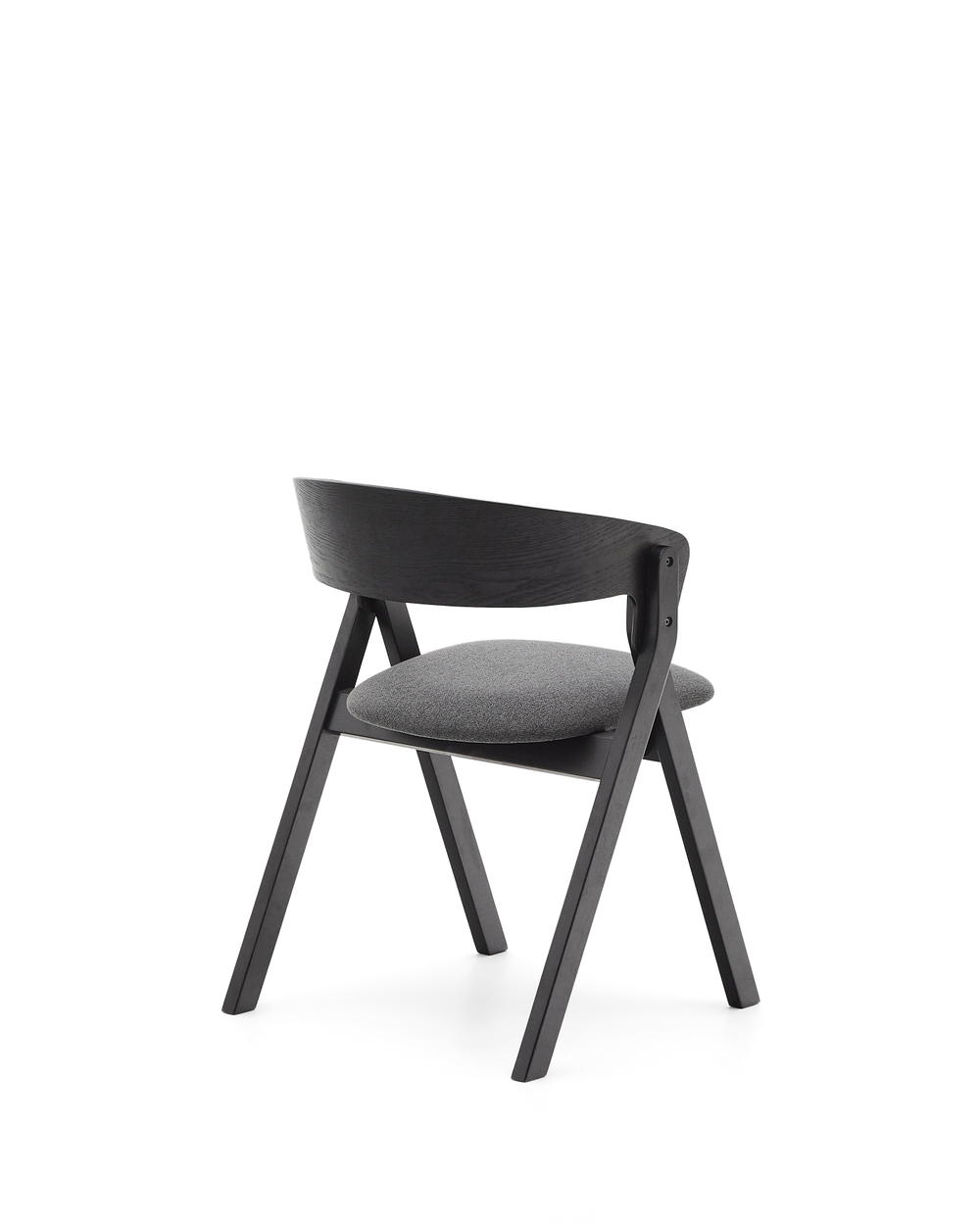 Стул Godia из дерева с черной отделкой и серым шениллом