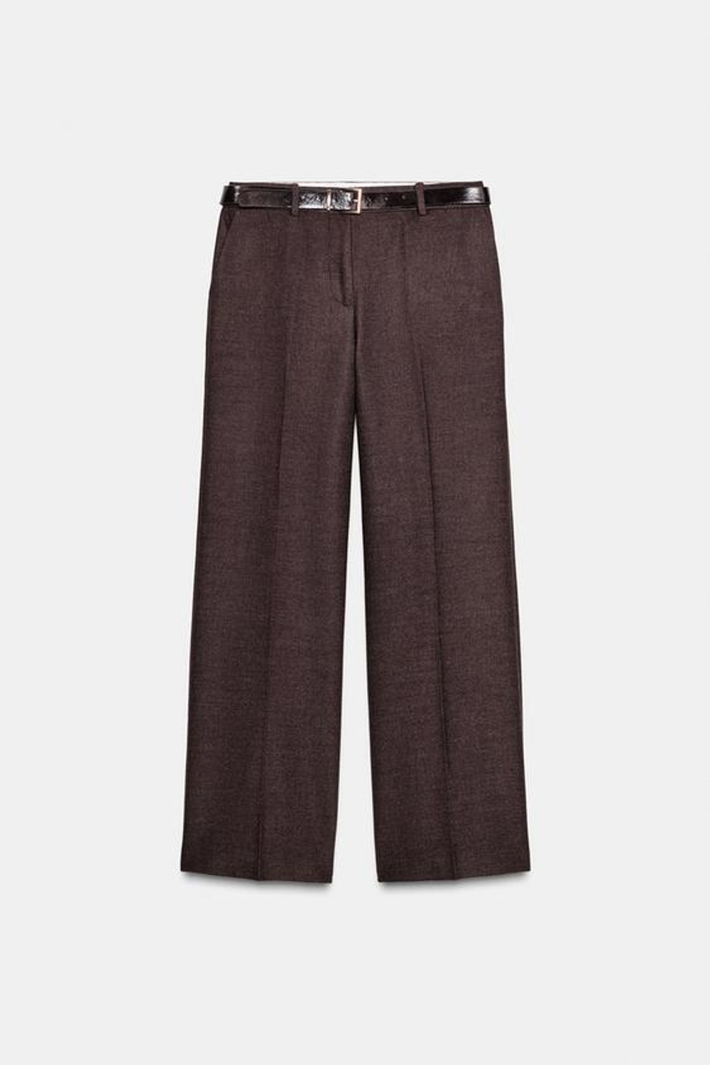 ZARA БРЮКИ ПРЯМОГО КРОЯ С ПОЯСОМ, КОРИЧНЕВЫЙ