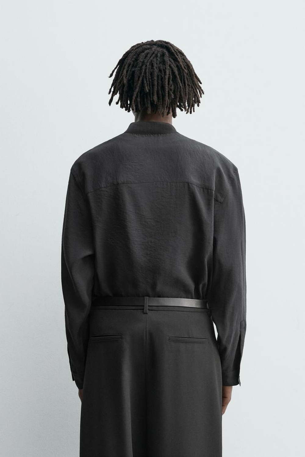 ZARА РУБАШКА-ПОЛО СТРУЯЩЕГОСЯ ПОКРОЯ, ЧЕРНЫЙ