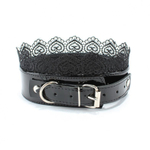 Изящный чёрный ошейник с кружевом (Цвет: черный)