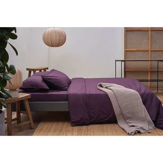 Набор наволочек из стираного перкаля сливового цвета из коллекции essential, 70х70 см