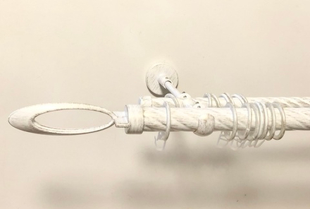 Карниз кованый витой для штор Ост Орбита d 25/16 двухрядный, цвет белое золото