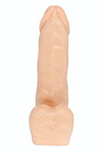 Телесная насадка в виде фаллоса с отверстием под плуг - 17 см. (Цвет: телесный)