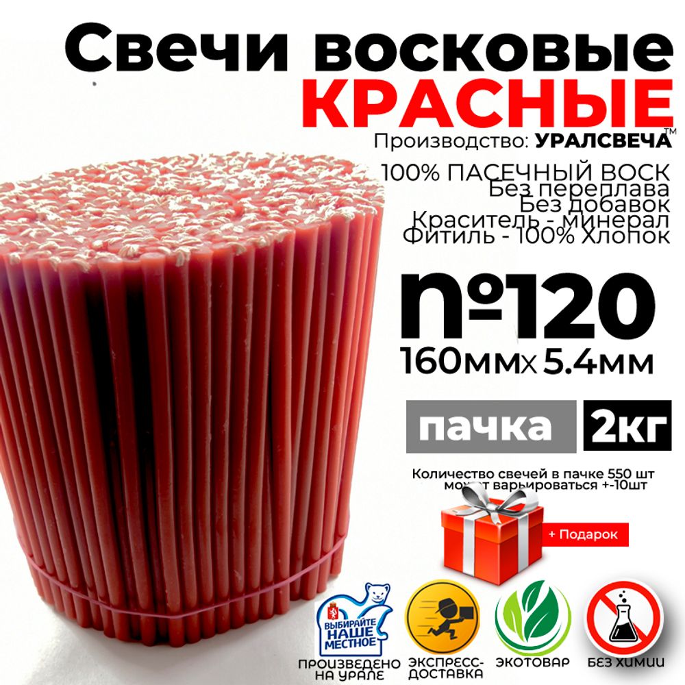 Красная восковая свеча №120 (2кг) 600шт – купить за 3₽/шт | УРАЛСВЕЧА