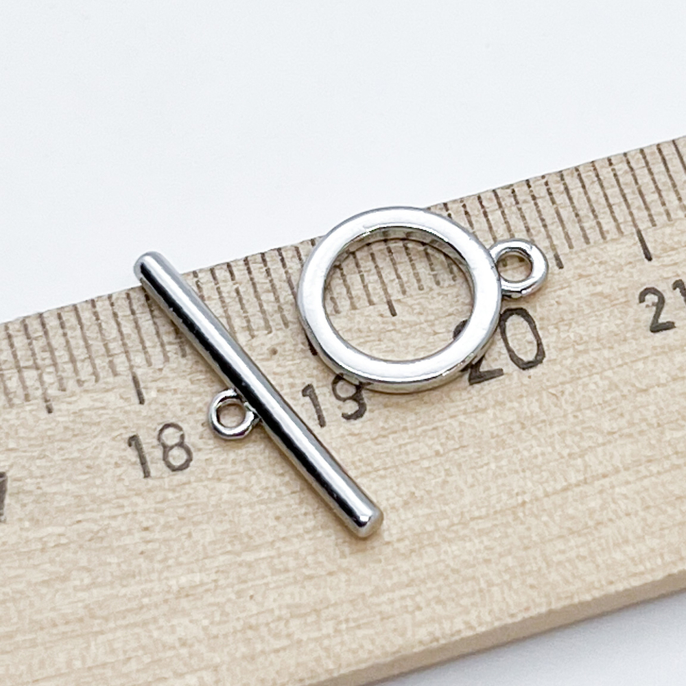 Замок-тоггл, цвет серебро (родий), размер 13*11 мм, цена за 1 шт