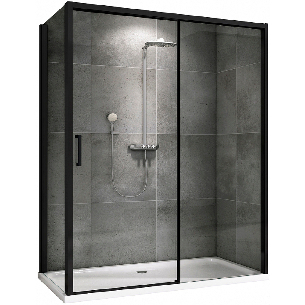 Душевой уголок Abber Komfort 160x100 AG93160B-S102B профиль Черный стекло прозрачное