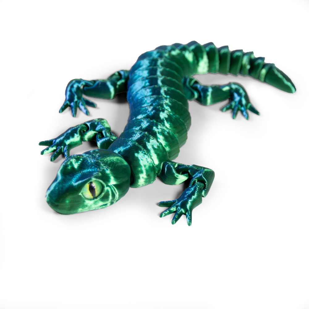 Ящерица, игрушка-антистресс, 3D печать, 19 см., сине-зеленая