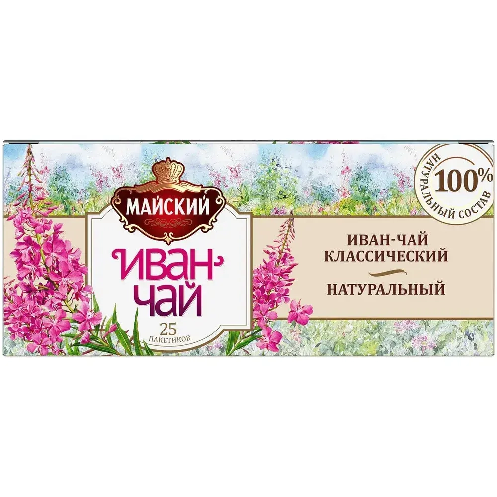 Чайный напиток в пакетиках Майский "Иван-чай Классический", травяной, 25 пакетиков по 1,5 г