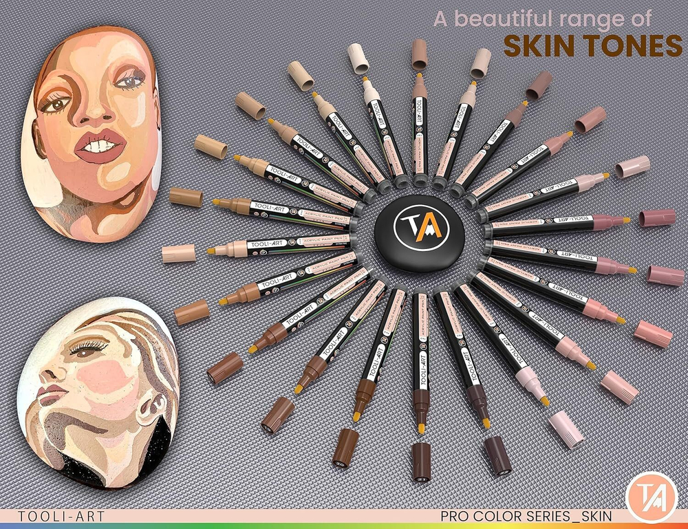 TOOLI-ART акриловые маркеры фломастеры, 22 шт., 3 мм Peau Skin