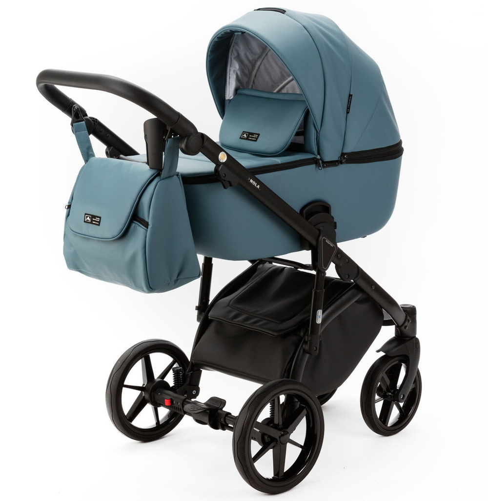 Детская коляска Adamex Nola Deluxe 3 в 1 N-SA63 (СЕРЫЙ С ГОЛУБЫМ КОЖА)