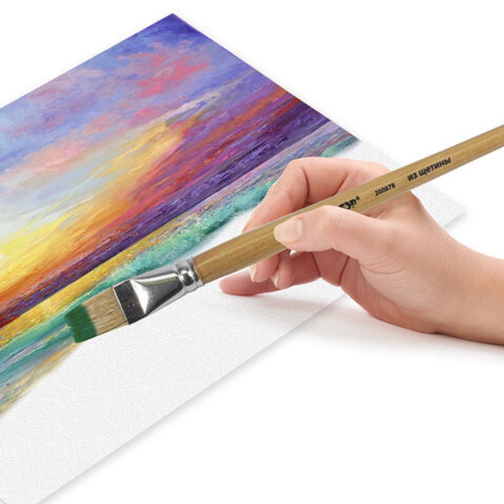 Кисть ПИФАГОР, щетина, плоская, № 18, 200878