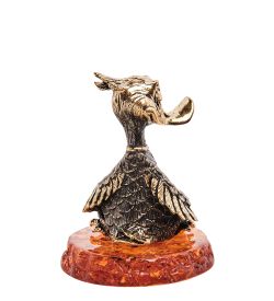 AM-3183 Фигурка «Утенок Аум» (латунь, янтарь)