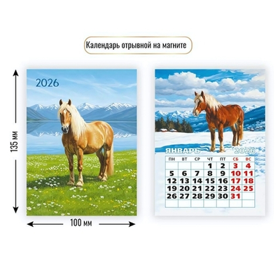 Календарь отрывной на магните 2026 символ года 9477 (Квадра)