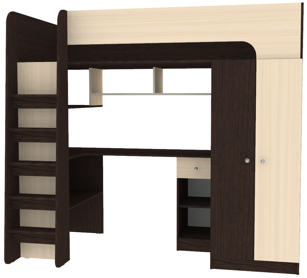 Кровать-чердак КарИВи Астра 10 Венге  Дуб Молочный