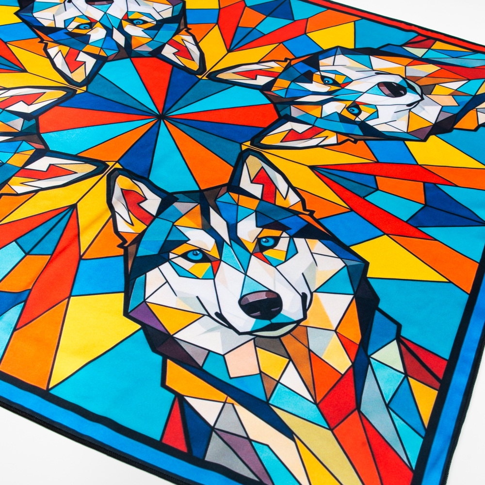 Шейный платок «Хаски (витраж)», 70×70 см