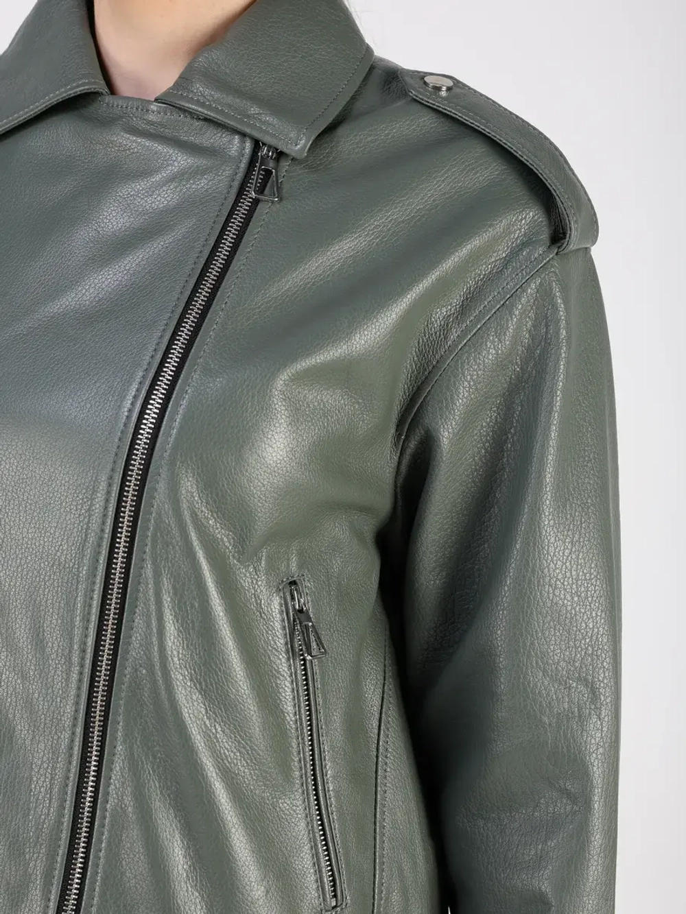 Кожаная куртка демисезонная косуха оверсайз